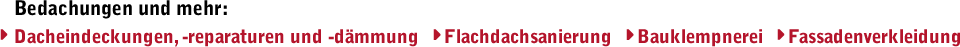 Bedachungen und mehr: Dacheindeckung, Bauklempnerei, Fassdadenverkleidung, Flachdachsanierung, Dachdämmung